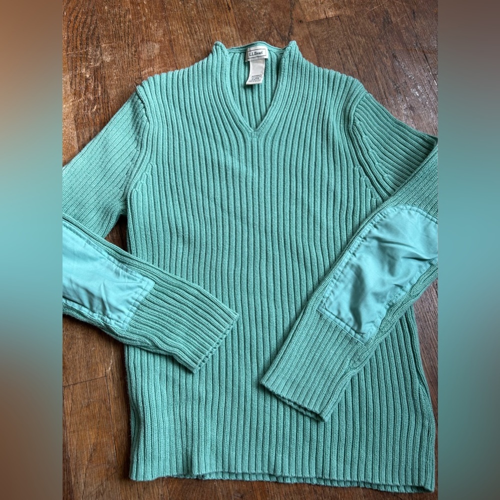 Vintage L.L Bean Ribbed Sweater With Elbow Batches Size LG